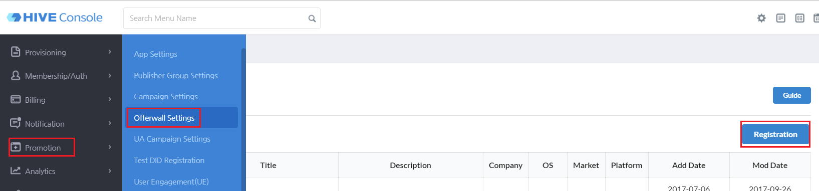 Offerwall settings - Hive Developers